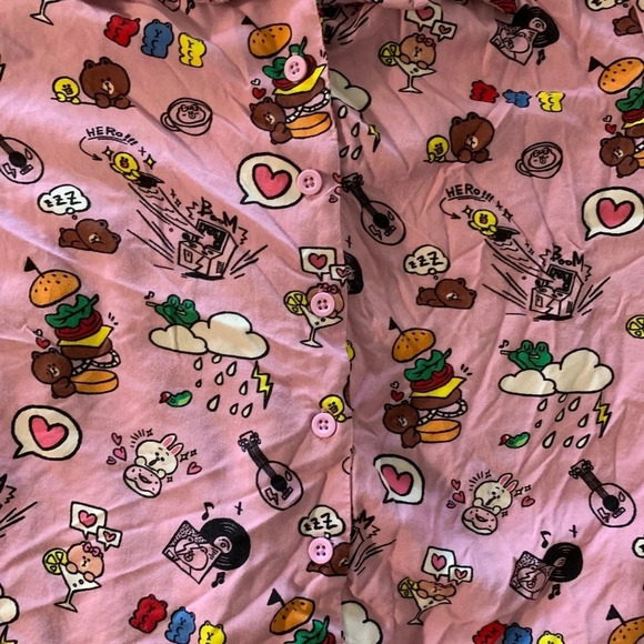 Line FRIENDS BROWN & FRIENDS Allover Print Women's Tie-Front Woven Top - Picture 4 of 6